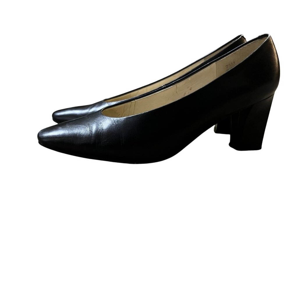 Vintage SRO Leather Heels Women’s 7.5M Blue Low Heel Pumps Used - Picture 11 of 16